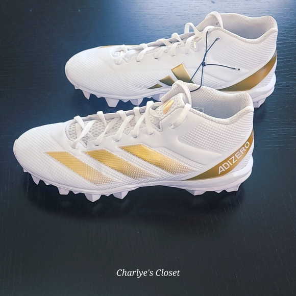 Adidas Adizero Electric Men's Sz.10 White Gold‎ Football Cleats IE4381 NWOB - Picture 1 of 8